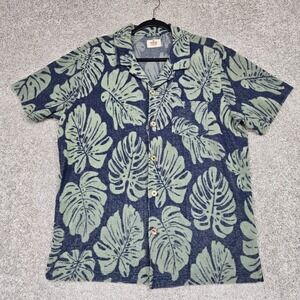 Marine Layer Shirt Men's M/L Terry Cloth Polo Short Sleeve Floral Leaf printed